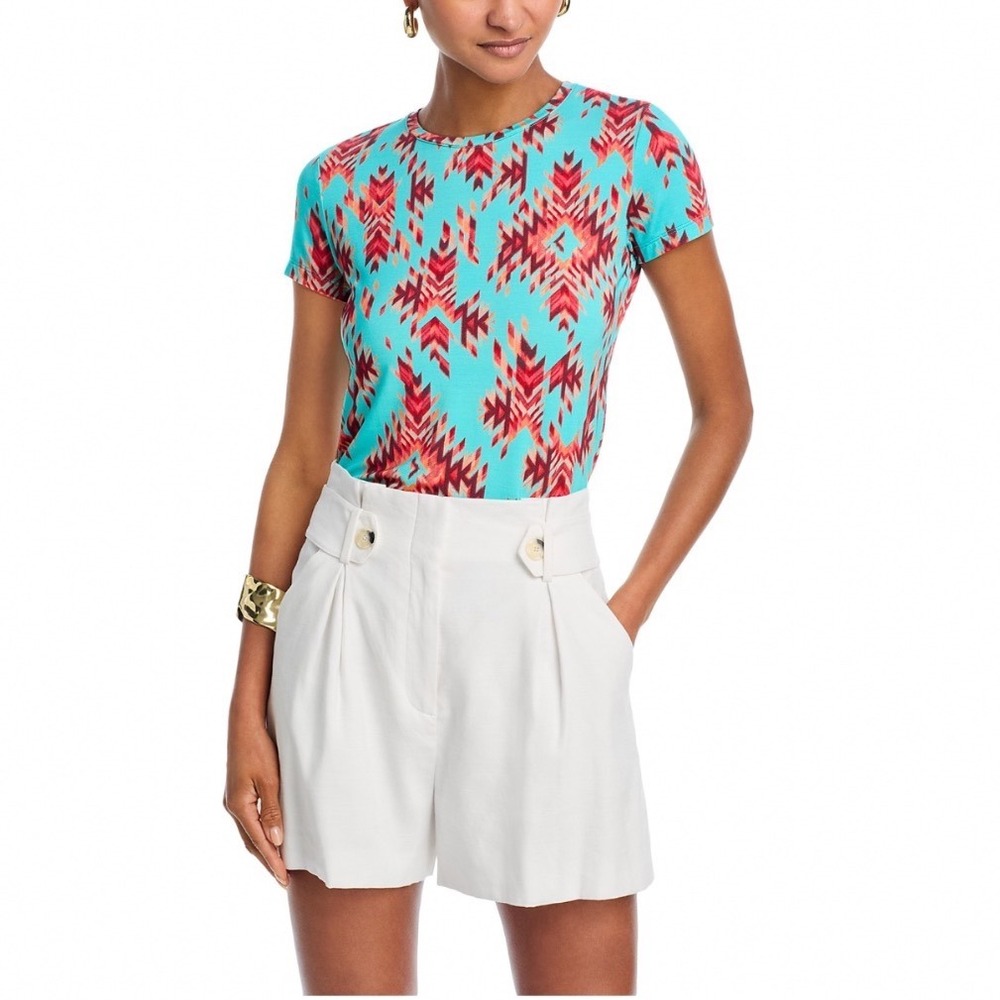 L'AGENCE Ressi Crewneck Ganando Tee Pool Blue Mt Ganando Print 5507CGN XS